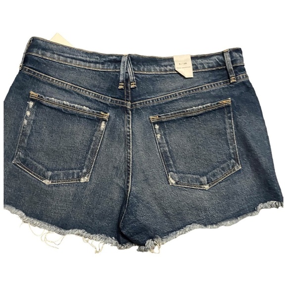 GOOD AMERICAN GOOD 90s DENIM SHORTS FRAYED HEM HI RISE SOME STRETCH SZ 6/27 - Picture 4 of 13